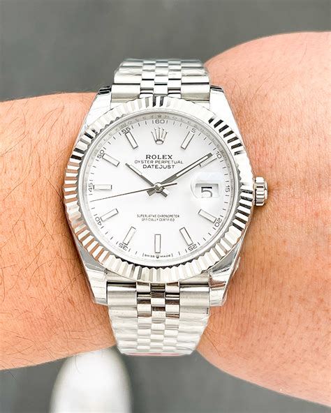 mens rolex datejust 41mm white face|rolex datejust 41 dimensions.